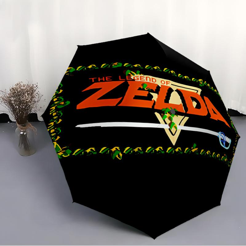 Parapluie Pliant Imprimé Z-Zelda Legends, Parapluie d'Extérieur, de Loisirs et de Voyage, Tissu de Parapluie Durable, Cadeau d'Anniversaire et de Fête