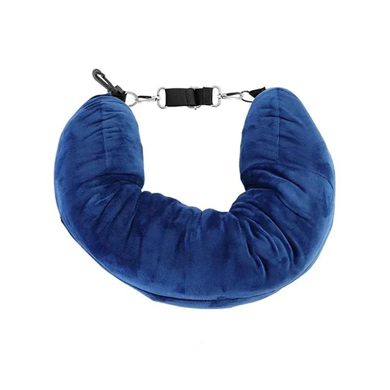 Adjustable Comfortable Flannel Space - Saving Fillable Neck Pillow for Car Train Airplane Portable Fillable Clothes Neck Pillow