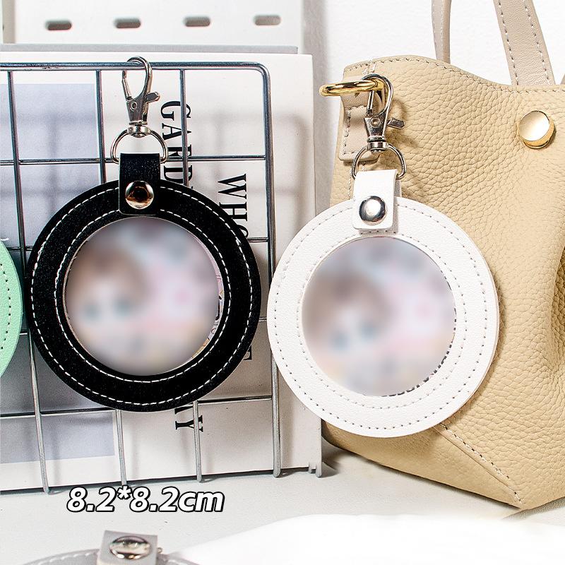 Round Badge Protective Case with Transparent Window Waterproof Hangable Portable Display Bag for Fan Supplies Gift Multi-color