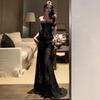 Autumn/Summer New French Sexy Seaside Vacation Twisted Back Halter Neck Dress for Women, Waist-Cinching Slimming Long Dress for Women