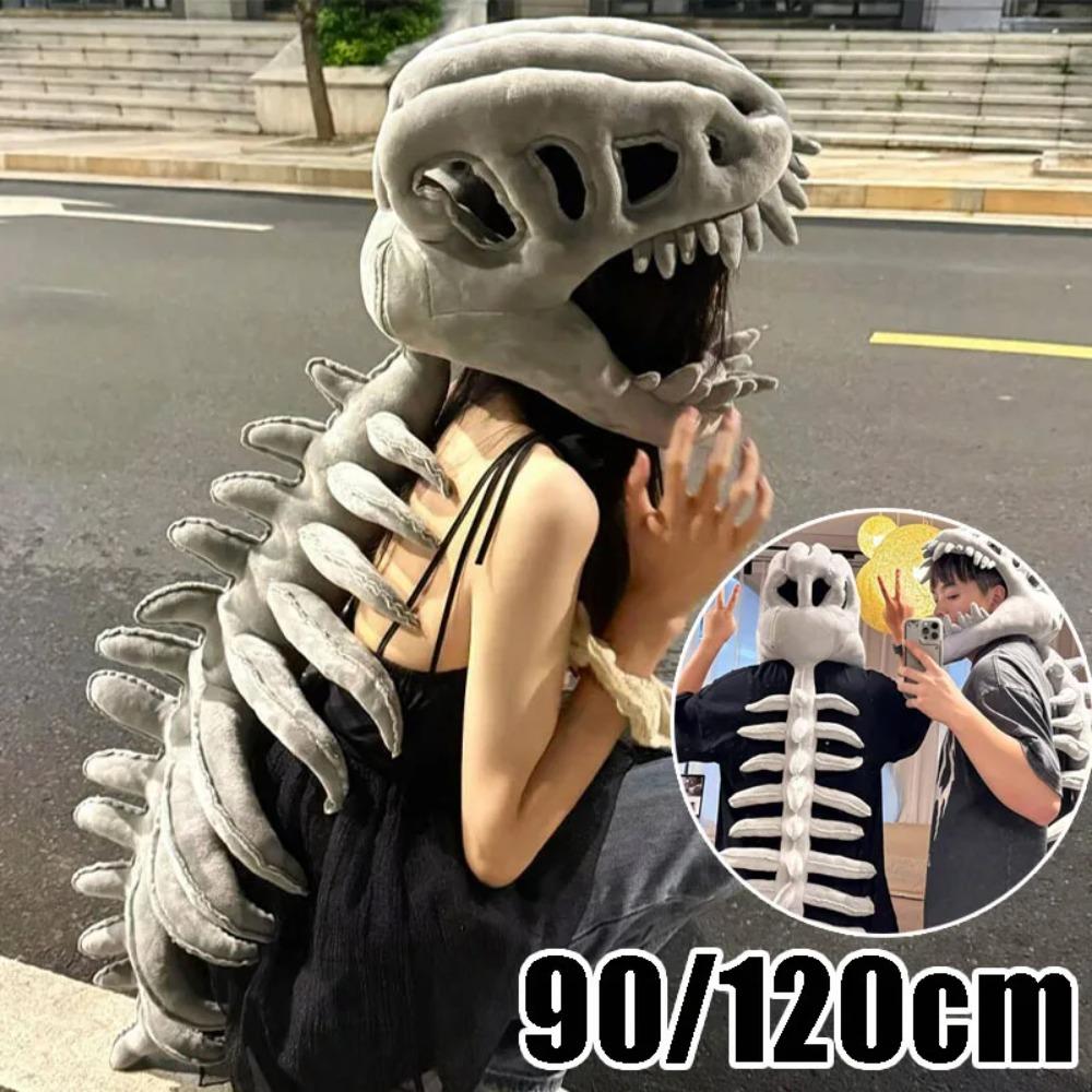 Dinosaur Skeleton Plush Hoodie Party Cosplay Costume and Sofa Lounging Dino Toy for Kids Adults Party