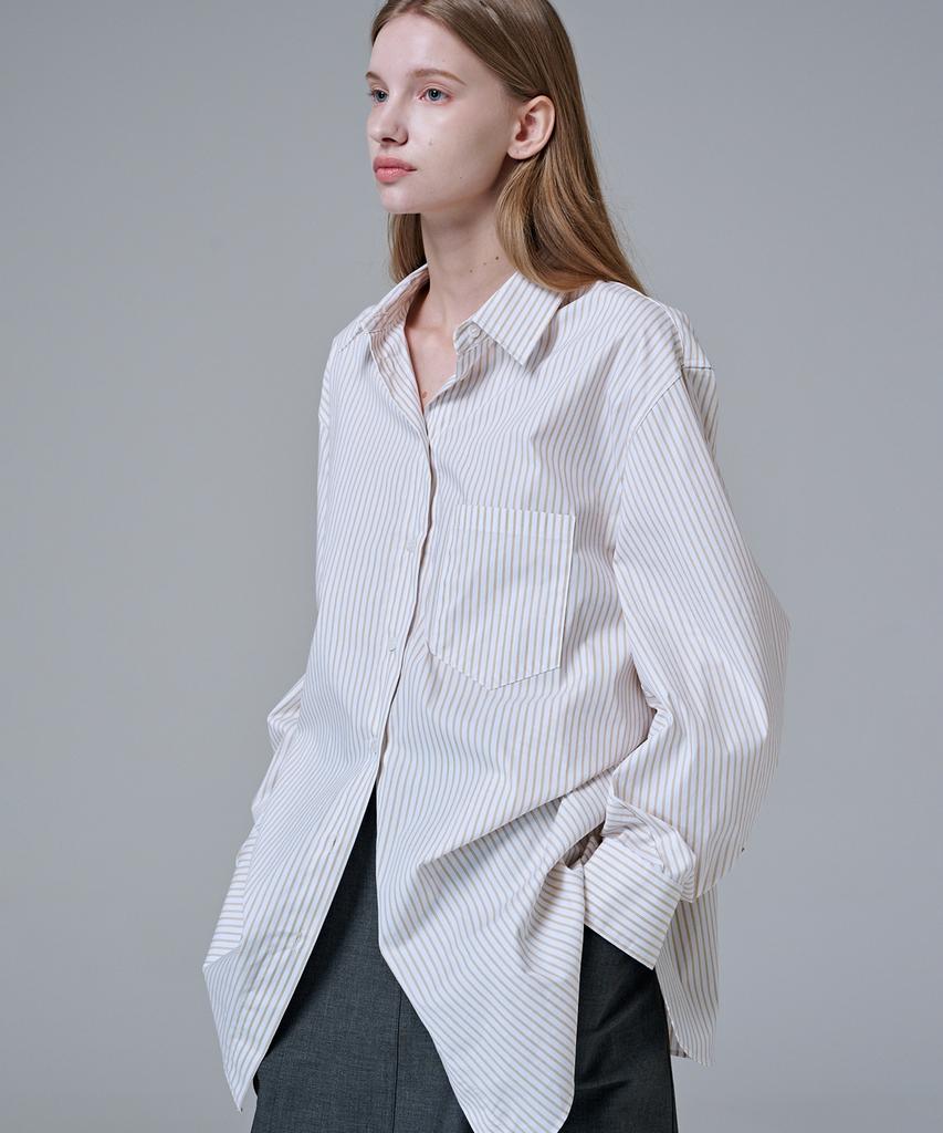 MALOUPE 4117 Oversized Striped Shirt (Yellow)