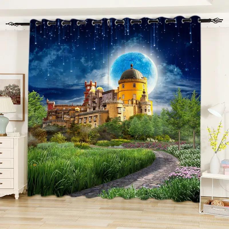 

2Panel Dream Wings Starry Curtain for Bedroom Living Room Kitchen Blinds Cortinas Grommet Top Drapes Large Curtain for Room 140W160H(CM)55x63in&Rod Pocket