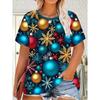Women's Christmas T-Shirt Holiday Top Tee Round Neck Shirt Festive Wear Cheerful Print Short Sleeve T-Shirt
