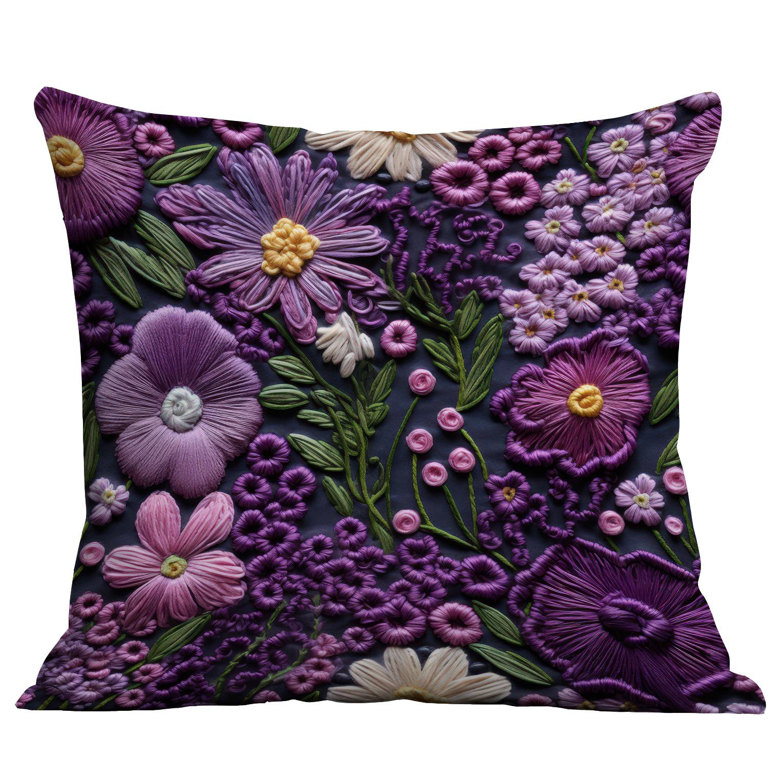 

Новая имитация вышитой цветочной наволочки из короткого вельвета с двусторонней печатью, наволочка для домашней диванной подушки 45 * 45Cm