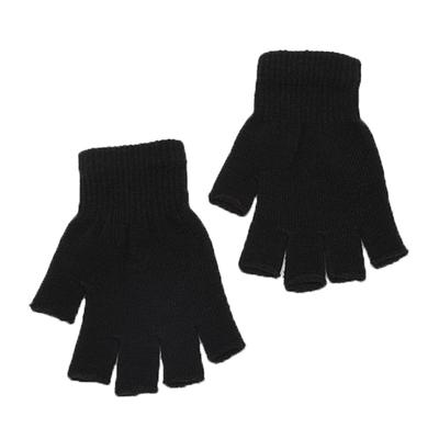 20201pair Black Short Half Finger Fingerless Knit Wrist Glove Winter Warm Stretch Work Gloves for Women and Men Cycling Accessories