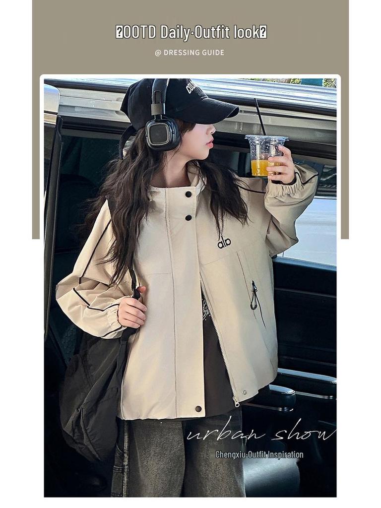 Girls' Casual Hooded Windbreaker - Autumn/Spring 2025 Sports Jacket for Big Kids