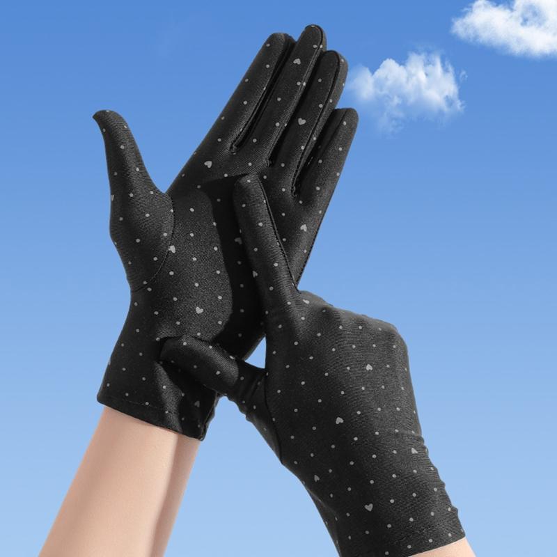 Women Summer Full-finger Breathable Touchscreen Glove Solid Color Mittens
