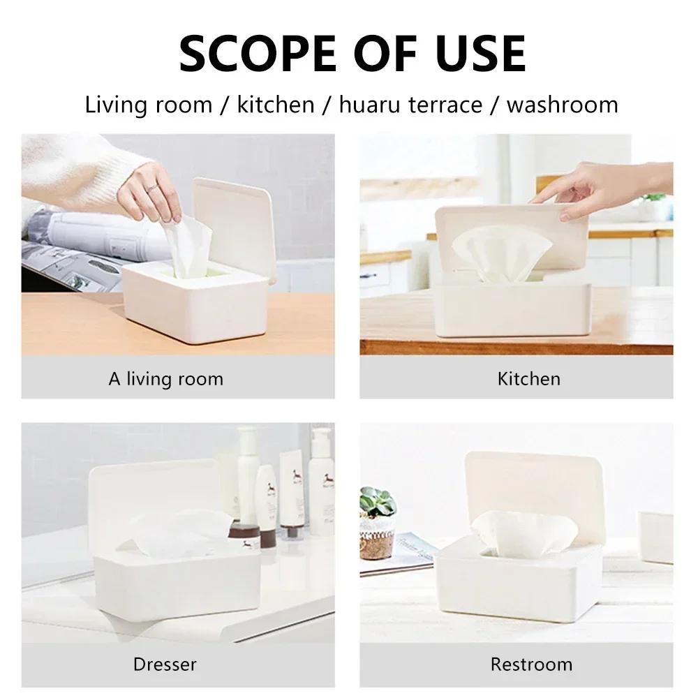 Dustproof Wet Tissue Box with Lid High-capacity Nappy Tissue Storage Holder Dispenser Household Office Paper Tissue Organizer