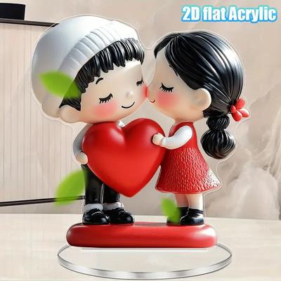 Estatua de Pareja Romántica con Base en Forma de Corazón Elegante Decoración para el Hogar para Aniversarios Y Regalos de San Valentín