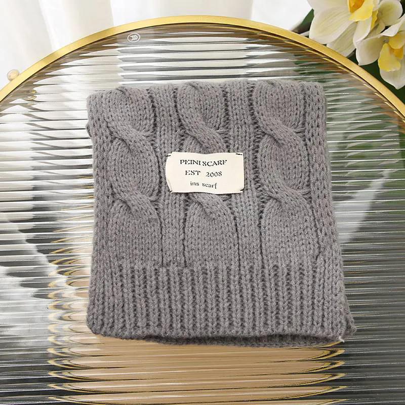 

WTEMPO Женские мягкие однотонные зимние длинные теплые вязаные шарфы утолщенные ветрозащитные холодостойкие универсальные повседневные шарфы One Size серый