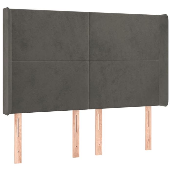 Čelo postele - Maison Exclusive - Uši - Tmavě šedý samet - 147 x 16 x 118/128 cm