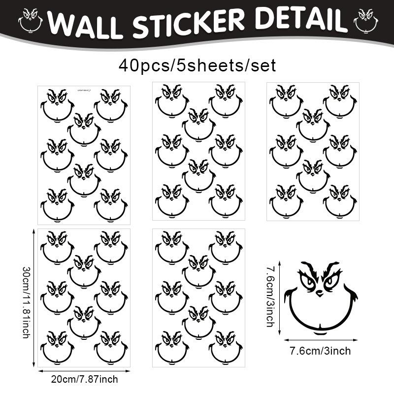 Wall Sticker Christmas Wall Sticker Emoji Sticker Cute Cartoon Snowman Refrigerator Sticker Window Sticker Cup Sticker Wallpaper