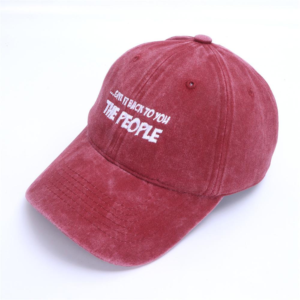 Washed Baseball Cap American Retro Letter Embroidery Soft Top Caps Outdoor Dad Hat Casual