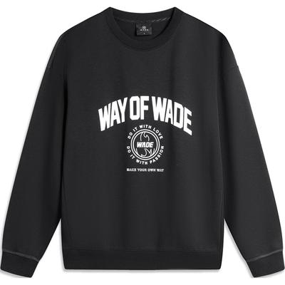 Li Ning Wade Series Printed Crew Neck Long Sleeve Sweatshirt Men Sweatshirt Black AWDU277-1