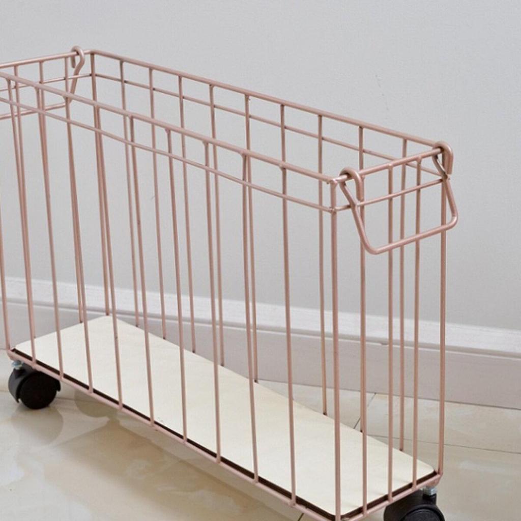 Nordic Style Iron Storage Basket with Wheels for Books, Snacks, Magazines, Yoga Mats & Sports Equipment