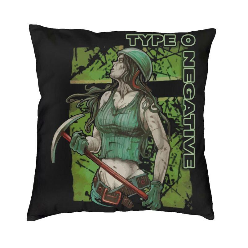 O Type Negative Square Pillow Case Home Decorative Heavy Metal Rock Band Logo Cushions Throw Pillow Sofa Doublesided Printing