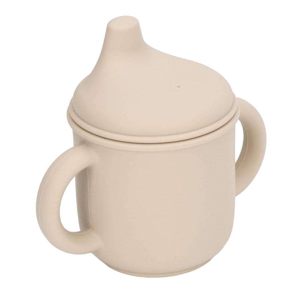 Silicone Spill Proof Cup Dishwasher and Microwave Safe Training Cup with Handles and Spout Lid for