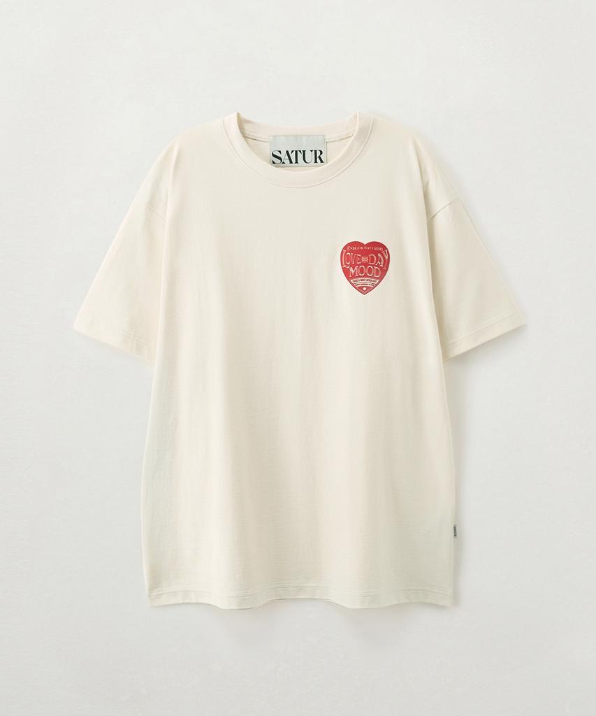 Seteo Saturday Mood Small Graphic Short Sleeve T-Shirt Cream