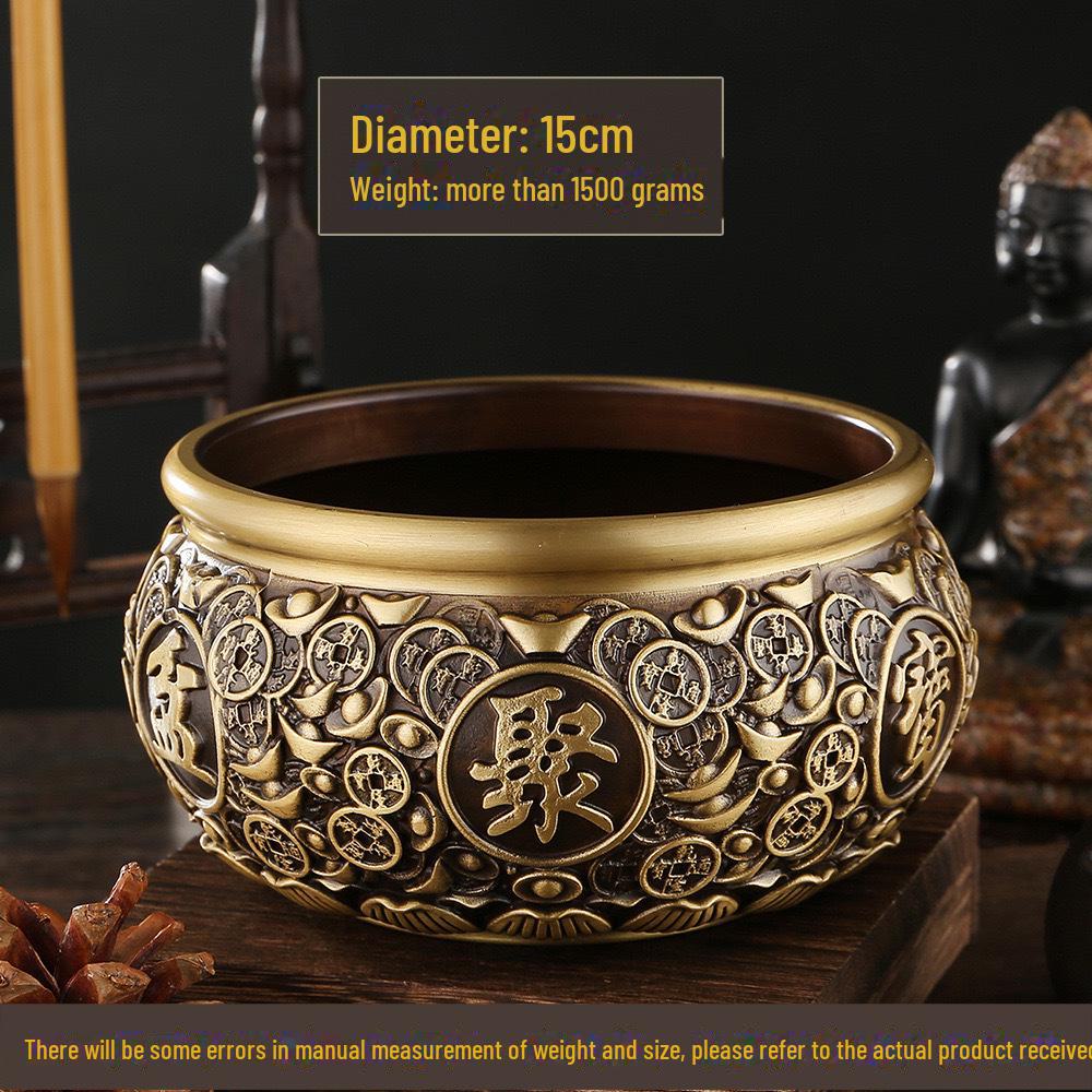 

Велика латунна скарбничка в стилі ретро з рогу достатку — прикраса та подарунок для офісного столу