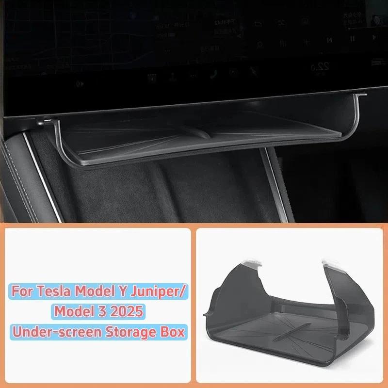 Under Screen Storage Box for Tesla Model Y/YL Juniper 2025 Model 3 Highland Center Control Tissue Organizer Tray Accessories