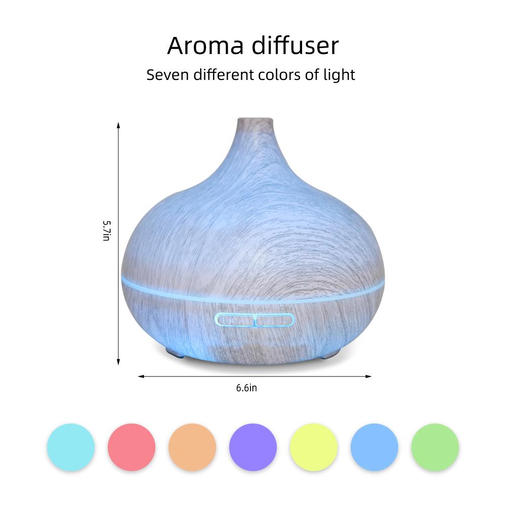 550ml Wood Grain Diffuser & Humidifier  Remote Control, Ultra Quiet, 6 Oils  Perfect for Bedroom, Office & Home Wellness