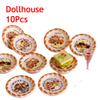 10PCS Cute Dollhouse Miniatures Puppy Dog Print Bread Pan Models Doll House Accessories Decor Kids Pretend Play Toys DIY Gifts