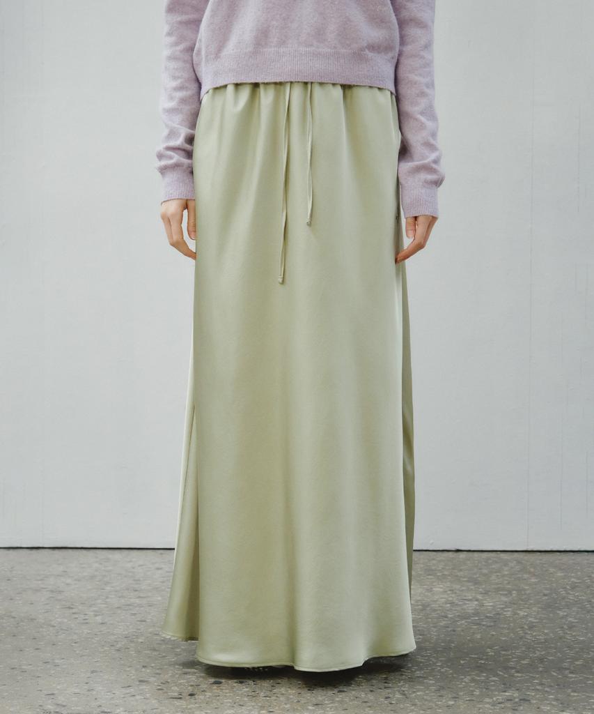 CITTA Relaxed Satin Maxi Skirt_Cts624(Green)
