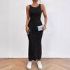 GMXIA Spring Summer Sleeveless Halter Long Dress Sexy Wrap Hip Waist Knit Dress