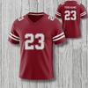 Maglietta da Football Personalizzata Scollo a V Rossa Bianca Numero Stile Sublimazione Unisex T-shirt da Fan Numero Personalizzato Giorno della Partita Regalo Sportivo