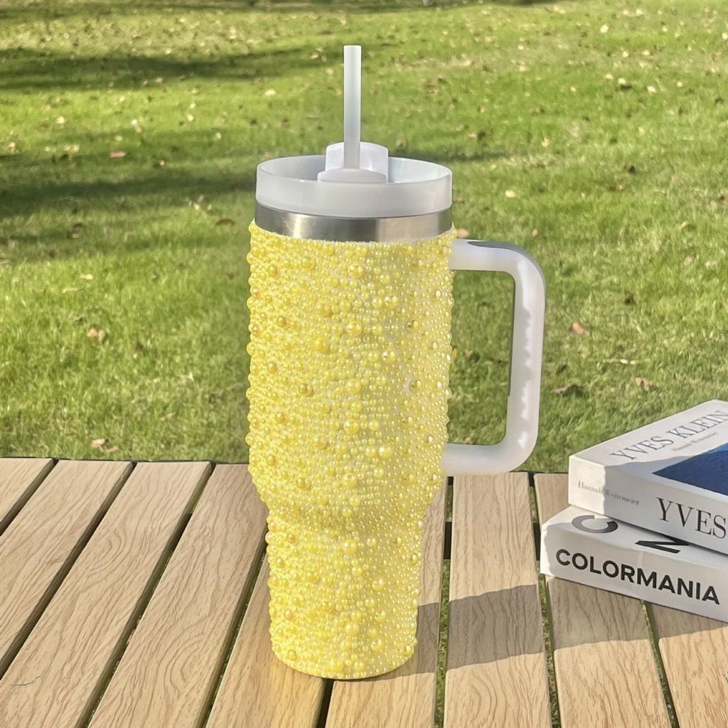 304 Stainless Steel Thermos Cup with Diamond 40oz Handle Vacuum Ice Cup Portable Car Cup