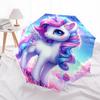 Unicorn Fantasy Theme 8 Bone Hand Automatic Folding Umbrella, Compact and Portable Design, A Perfect Gift for Birthday, Christmas or Busines