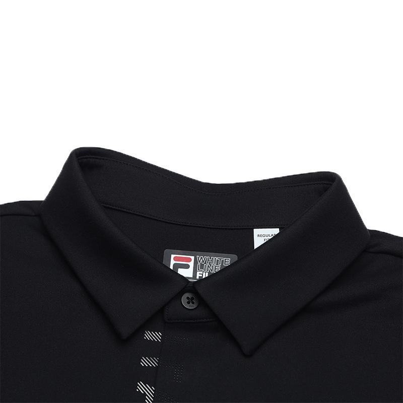 FILA White Series Logo Comfortable Fashion Casual Long Sleeve Polo Shirt Men tops Black F11M513201F-BK