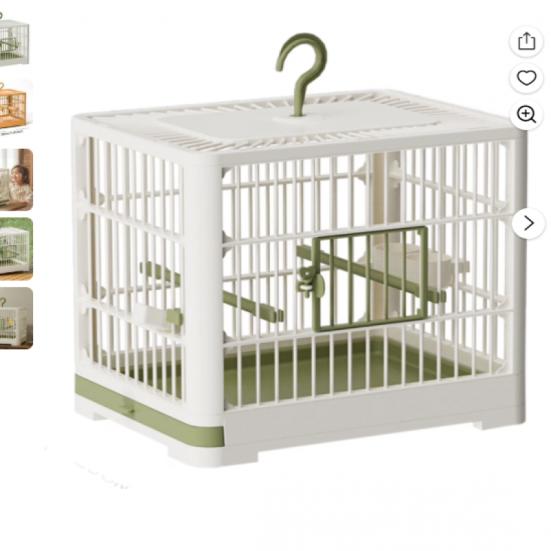 Bird Cages For Parrots With Standing Pole Detachable Tray Hook Handle, Plastic, Travel Bird Cage Portable, Small Birds Lightweight Parrots Cage
