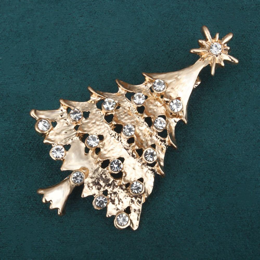 Korean Style Christmas Brooch Badge Christmas Tree Brooch Daily Enamel Rhinestone Brooches  Daily