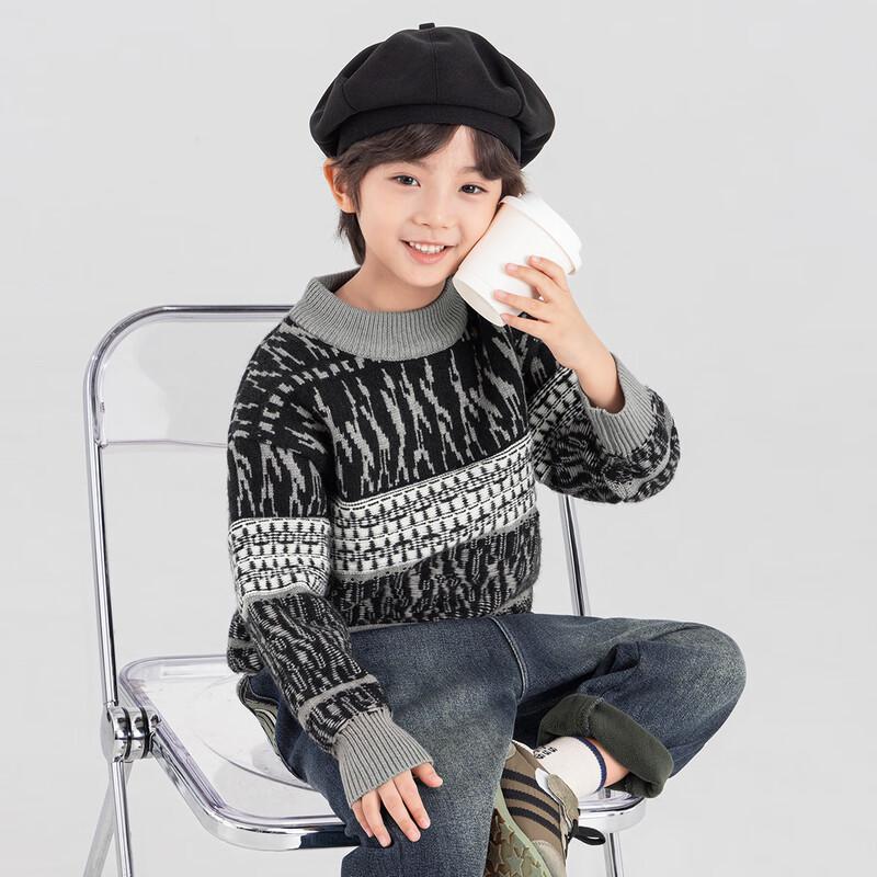 Boy s Retro Color Block Pullover Sweater 120