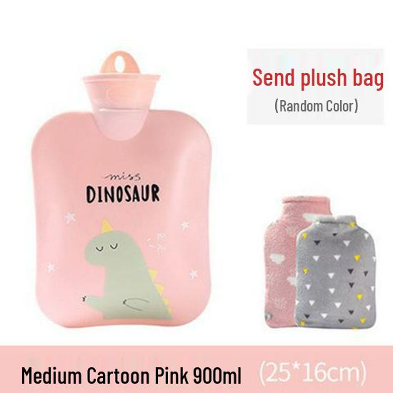 PVC Cartoon Plush Hot Water Bottle - Removable, Washable, Explosion-Proof Hand and Foot Warmer