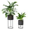 Metal Plant Pots Set of 2 with Hollow Design Flower Planters for Garden Balcony Black