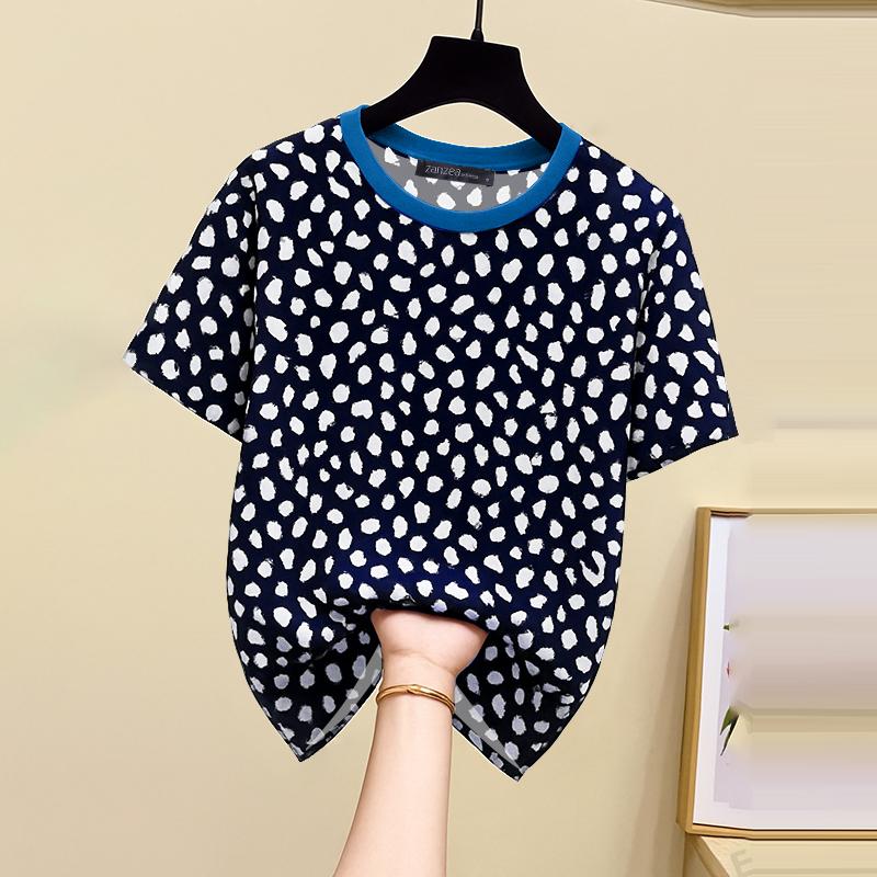 

ZANZEA Женские повседневные футболки с принтом в горошек и круглым вырезом и коротким рукавом 4XL