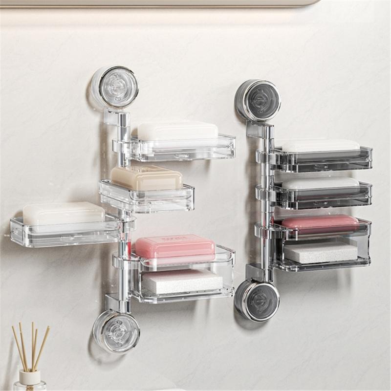 Saugnapf Wandmontierter Seifenhalter Mit Schnelltrocknendem Design Langlebiger Kunststoff Badezimmer-Organizer Für Küche Dusche Spülbecken Arbeitsplatte