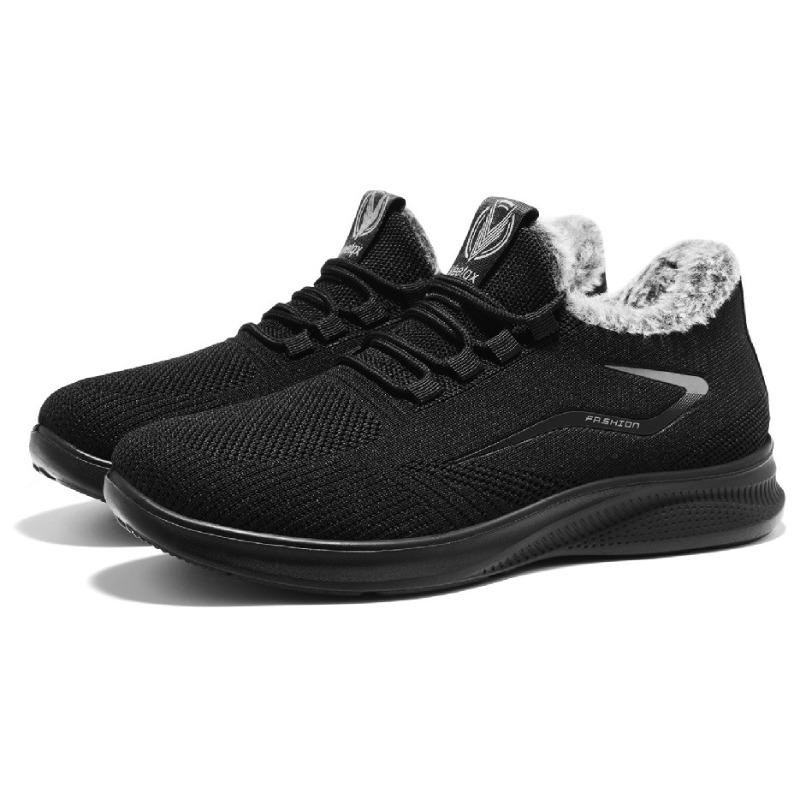 Men Autumn Knit Mesh Slip On Shoes, Breathable Soft Sole Casual Lazy Sneakers