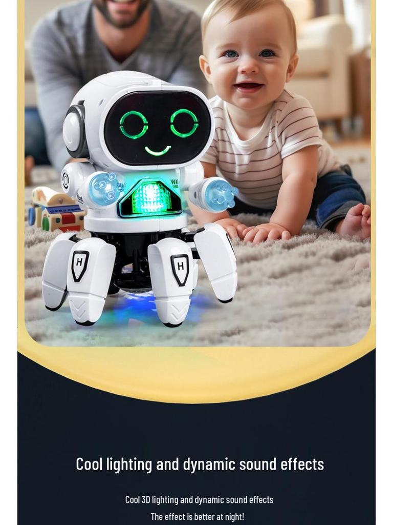 Dancing and Singing LED Six-Claw Robot Toy with Sound Effects