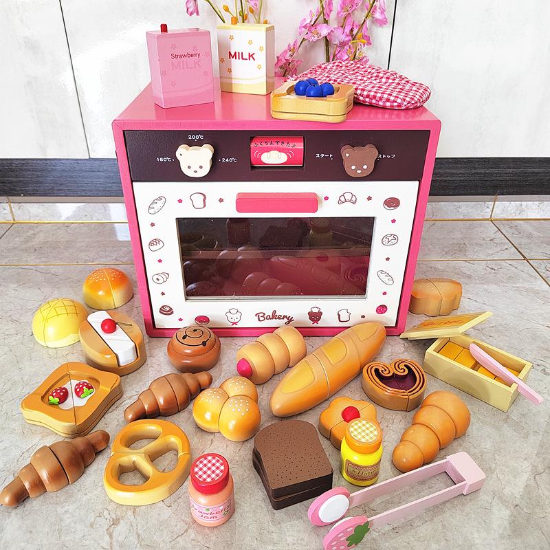 

Kids Strawberry Wood Toy Microwave & Toaster Set: Pretend Play Kitchen Gift