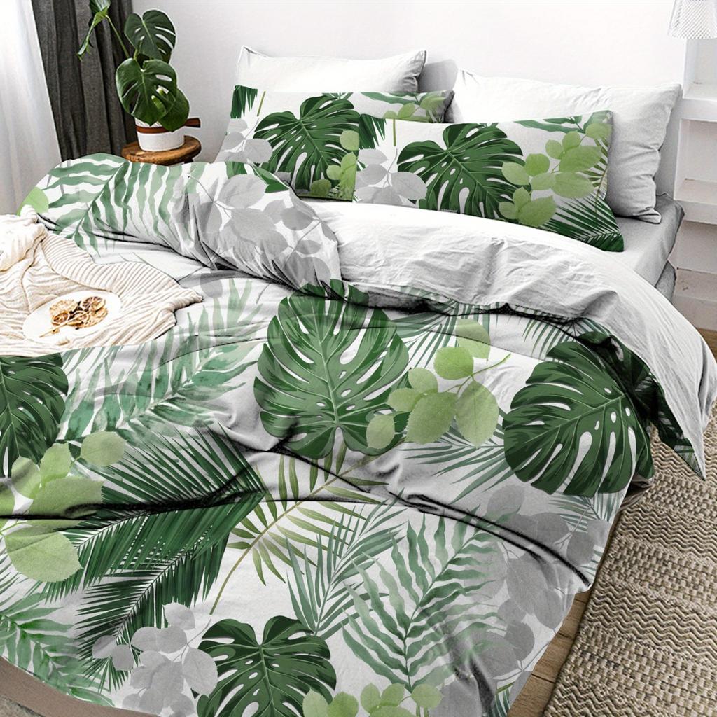 Comforter Green Leaves Christmas Gifts Pet Dog Bedding Set Polyester Suitable For Children And Adults 3-Piece Set Plant