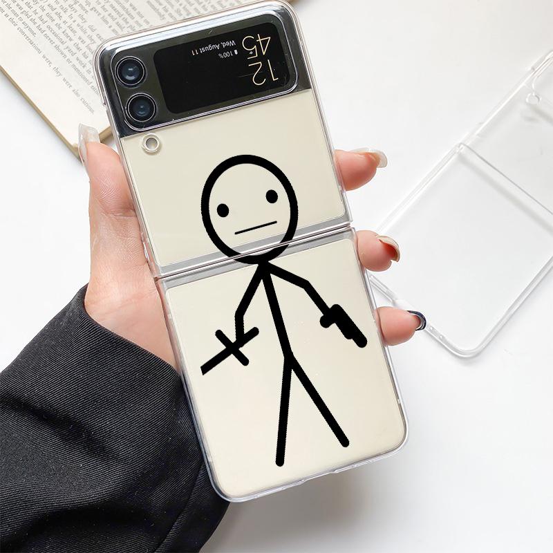 

Чехол для телефона Samsung GalaxyZ Flip 4 5 Fold Clear Hard PC Shell Cute Cartoon Matchman для Samsung Z Flip 3 Cover Funda Bumper Samsung Z Flip