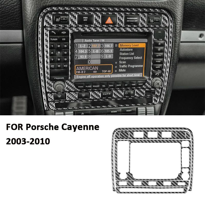 Carbon Fiber Car GPS Navigation Control Panel Screen Frame Decoration Sticker For Porsche Cayenne 2003-2010 Interior Accessories