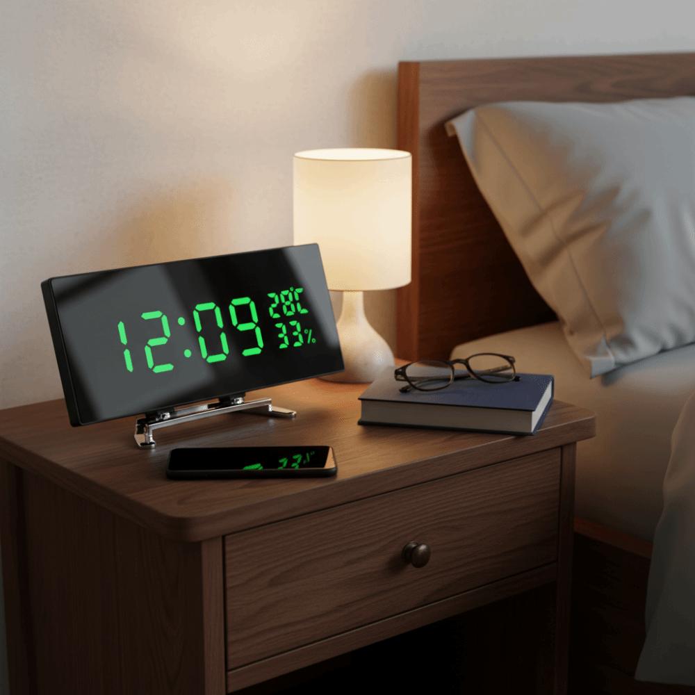 Curved Screen Digital Alarm Clock Large LED Digital Clock Modern Desk Clock  Desk Use