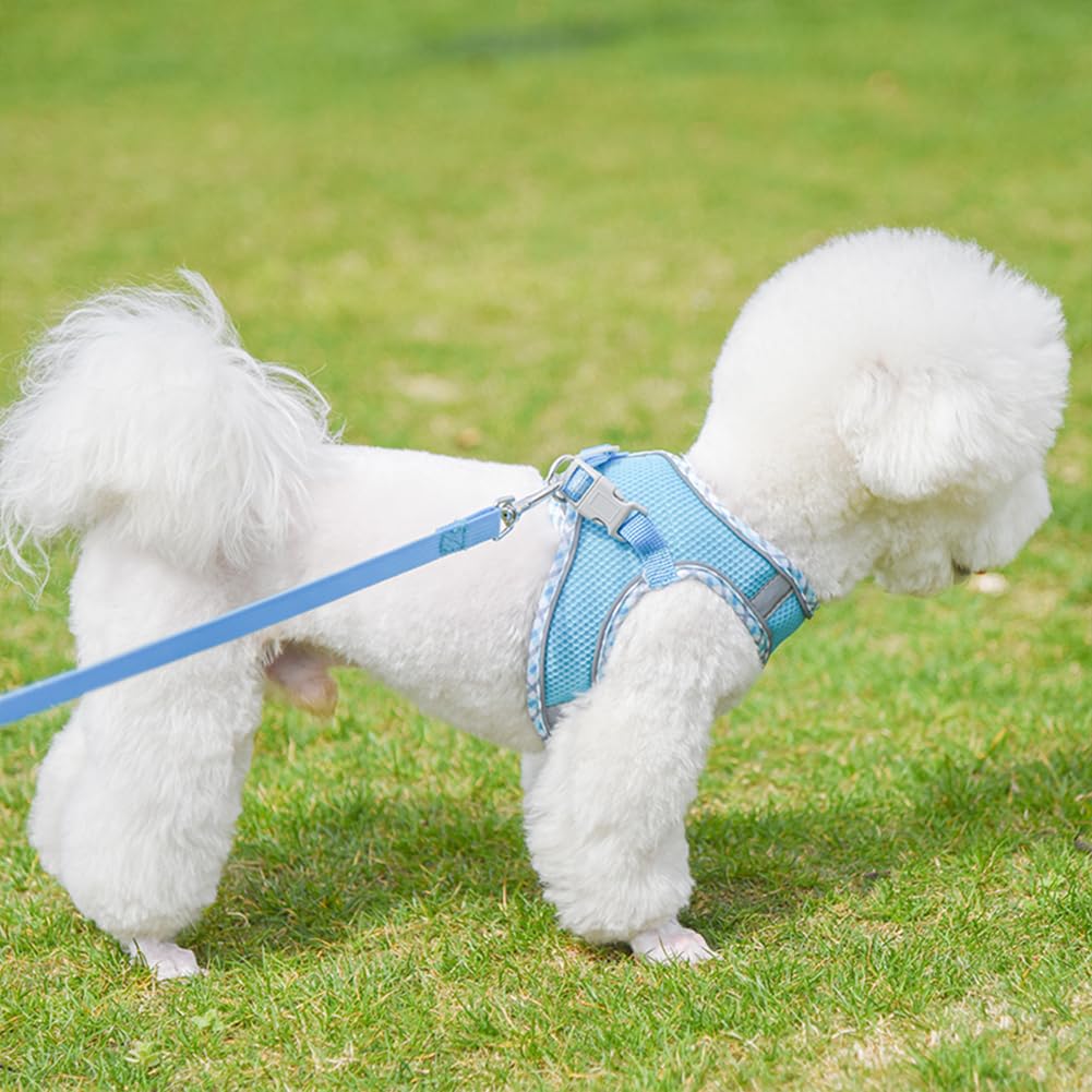 KUVEELA PET Small Dog Cat Medium Dog Harness Lead Set with Traction Rope Bib Belt Dog Wear with Reflective Strips Mesh Stylish Adjustable Walking Easy