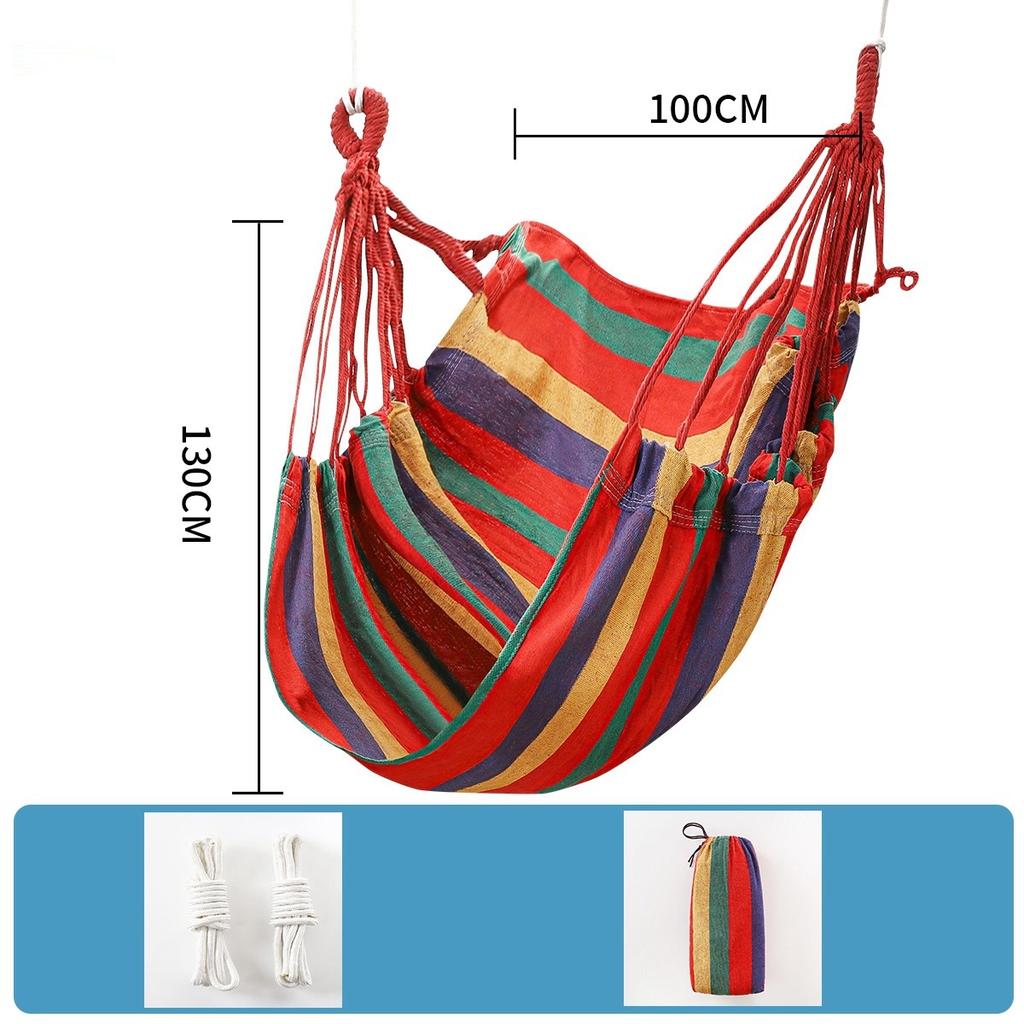 Colorful Stripes Comfortable Canvas Hammock Chair Durable Indoor Outdoor Swing Seat for Garden Patio Camping Home leisure