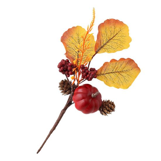 Halloween Artificial Pumpkin Branches Faux Fall Pumpkin Bouquet Fake Pumpkin Maple Leaf Picks for Harvest Thanksgiving Floral Arrangement Tabletop